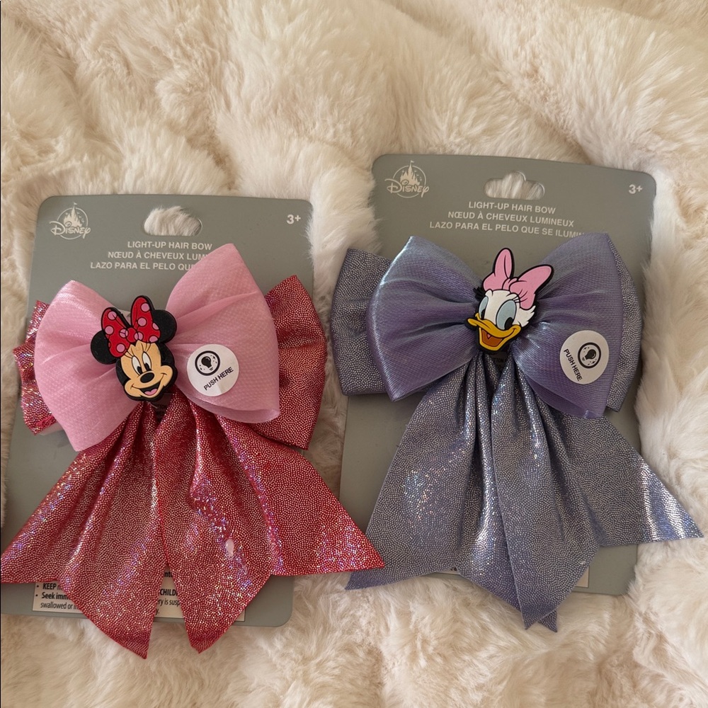 Disney Sparkling Minnie and Daisy Hair Bow Set - Pink and Purple